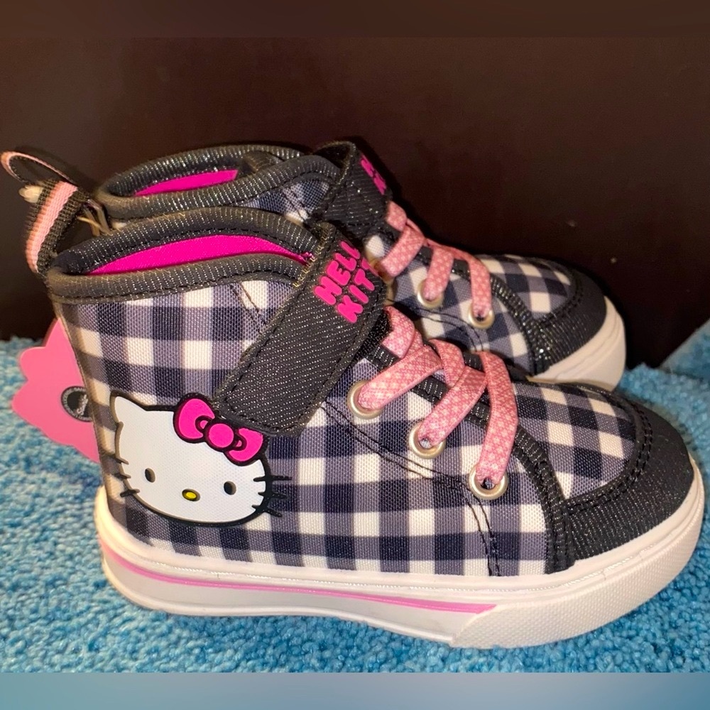 Hello Kitty Gingham Plaid High Top Tennis Sneakers